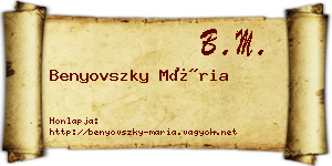 Benyovszky Mária névjegykártya