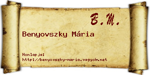 Benyovszky Mária névjegykártya